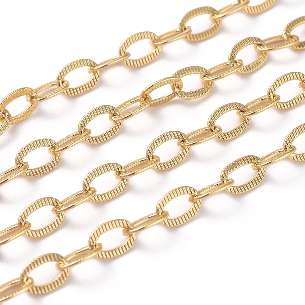 

PandaHall Brass Long-Lasting Real Gold Plated Textured Cable Chains