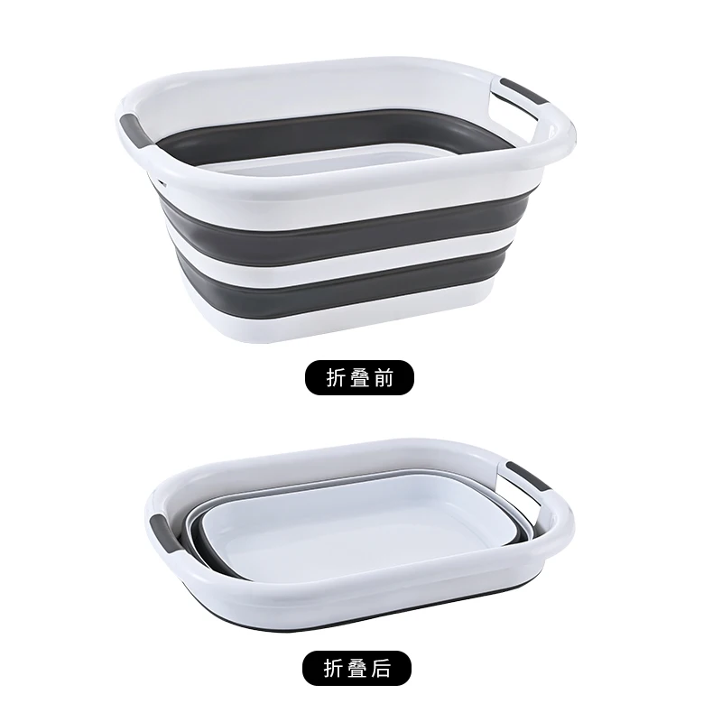 

Outdoor Camping Fishing Folding collapsible wash basin folding camping use foldable laundry basket, Grey