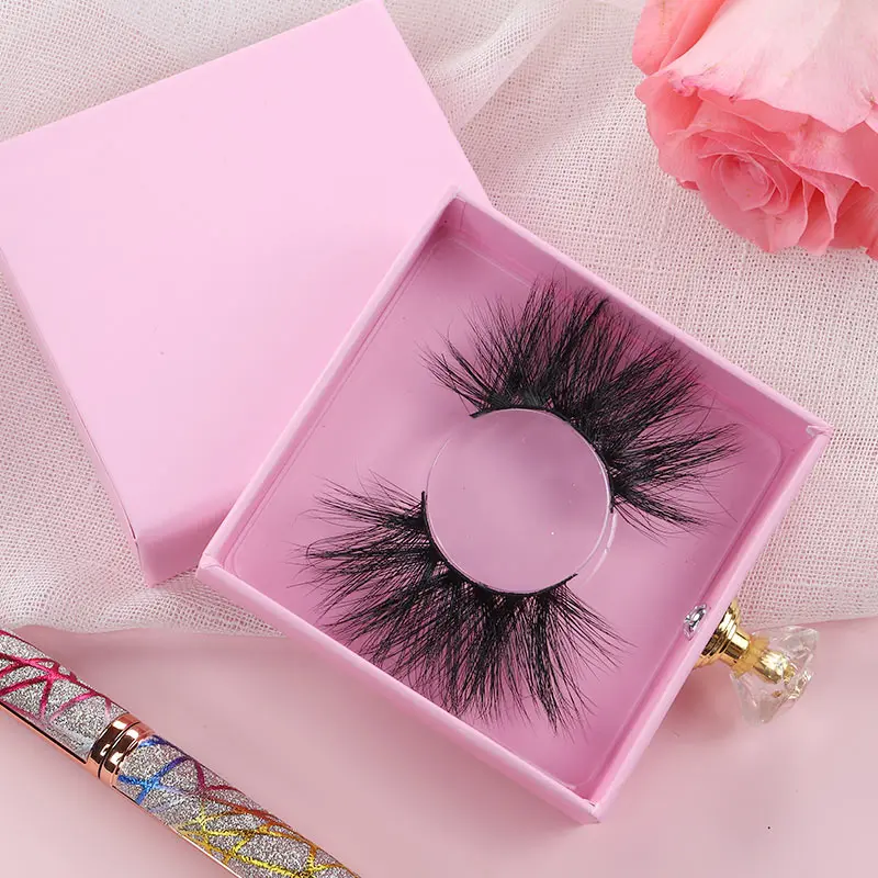 

false eyelashes wholesale vendor customized clear eyelash case paper box lashes 3d 25 mm fluffy mink eyelash set handmade lashes