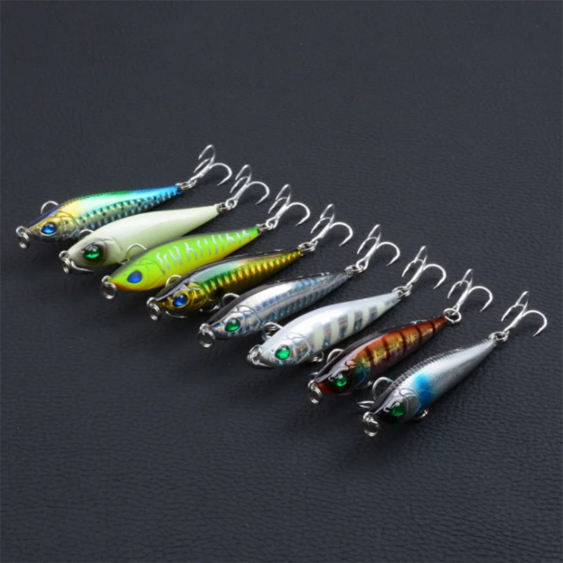 

Hot Sale 8Pcs/lot Plastic Bait Artificial Hard Baits Fishing Lure 3D Eyes Saltwater Hook Sea Fishing Folating 8 Colors