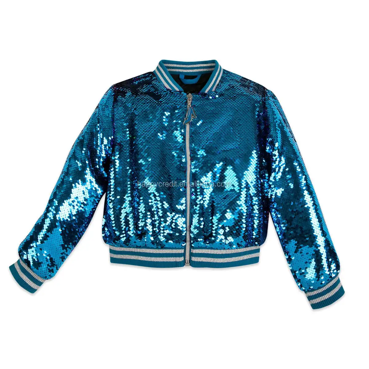 Sequin Bomber Jacket Blue