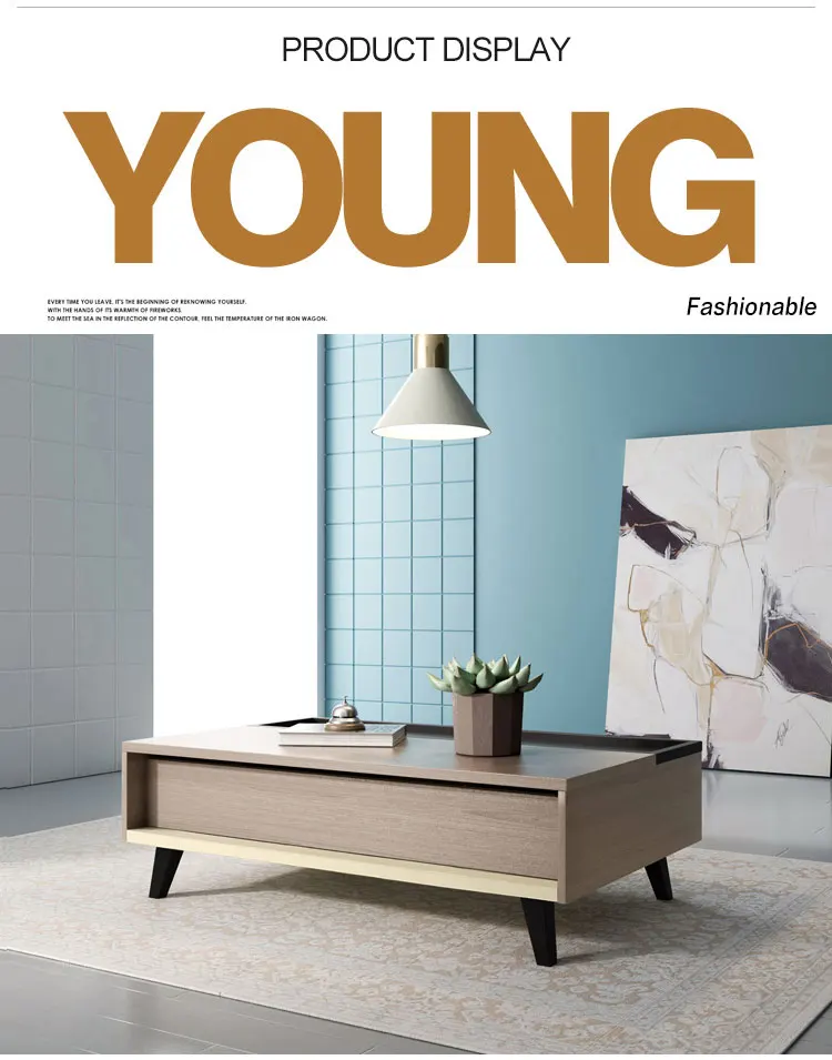 Modern Living Room Furniture Design Solid Wood Top Coffee Tea Table