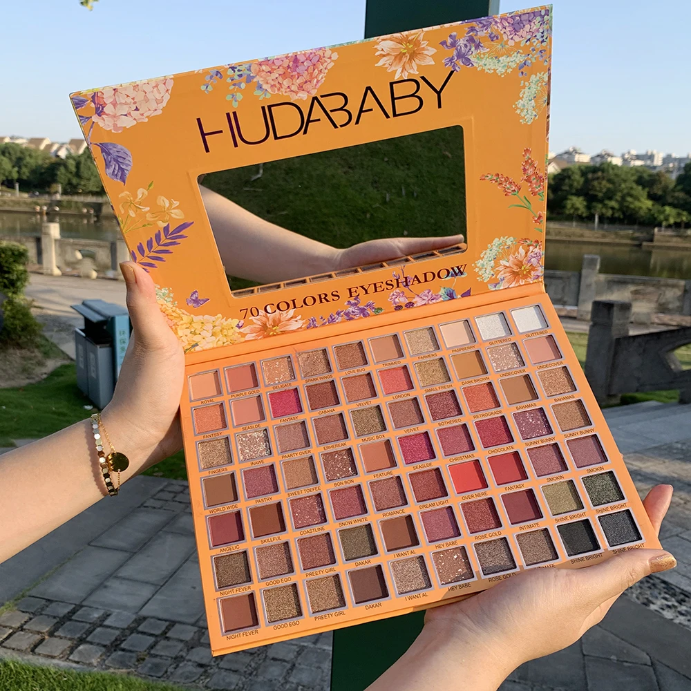 

HOT selling hudababy Formula 70 Colors Makeup Glitter Eyeshadow Palette with high quality, Colorful