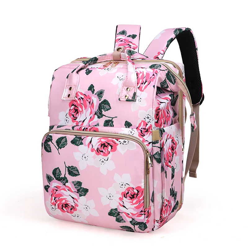 

Floral Baby Nappy Bag Diaper Backpacks Travel Diaper Backpack With Insulated Water Bottle Bag And Changing Pad for Women