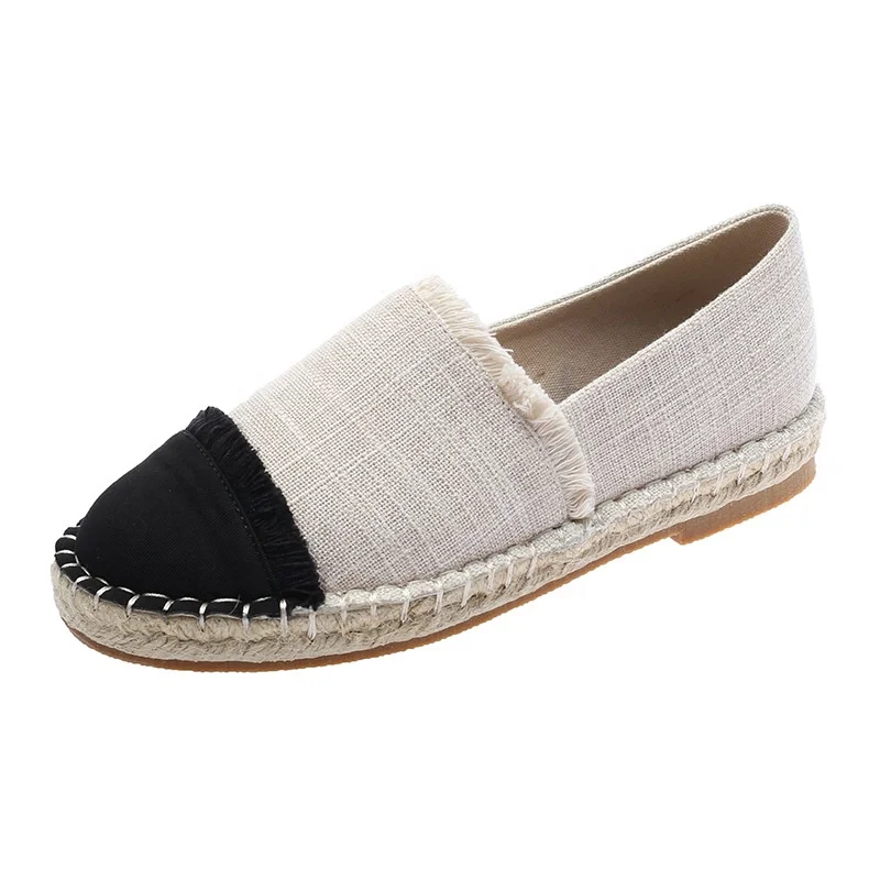 

Hot sale canvas shoes straw linen casual shoes custom fashion espadrilles womens shoes, Black,white,yellow,all black