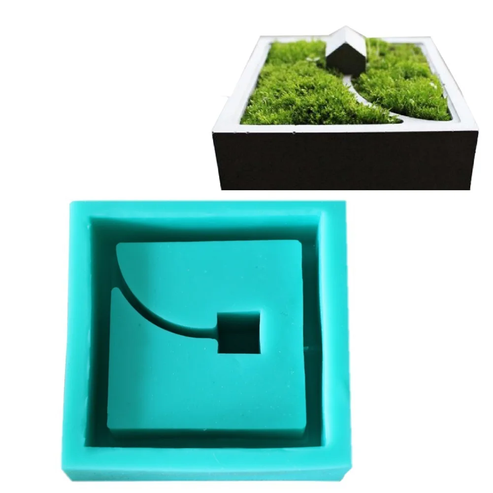 

Handmade Silicone Planters Flower Pots Square Stairs Potted Plant Molds DIY Concrete Succulent Mould for Decoration, Green