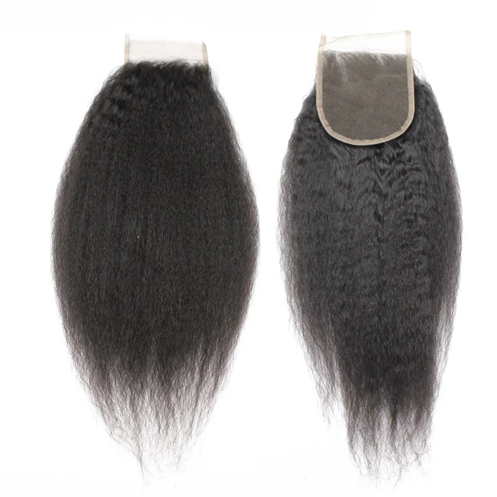 

Mellow Waves Malaysia hair Closure 130% 4X4 Kinky Straight Human Hair Free Part Lace Closure With Baby Hair
