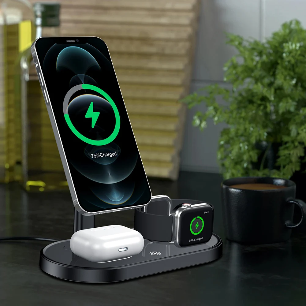 

Free Shipping 1 Sample OK Universal Mobile Phone 15W Fast Wireless Charging Stand LED Indicator 3 in 1 Wireless Charger