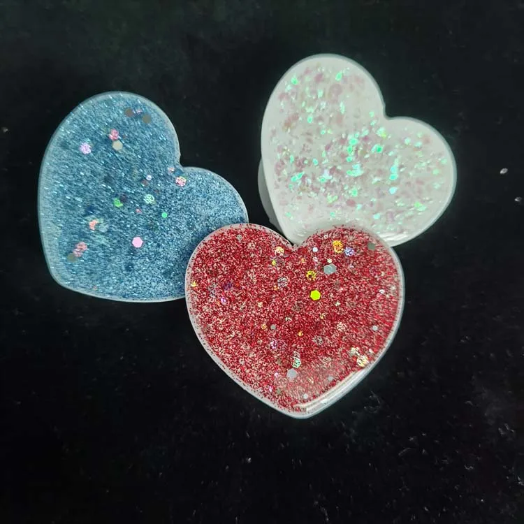 

Top Quality Plastic with Glitter Glue Cell Phone Holder,Universal Love Style Design Mobile Phone Holder