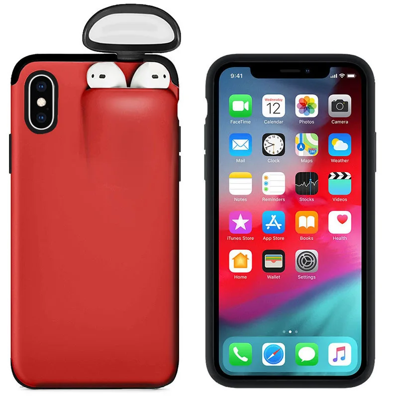 

2 in 1 shockproof protective phone case with airpods holder case for iphone 7/8