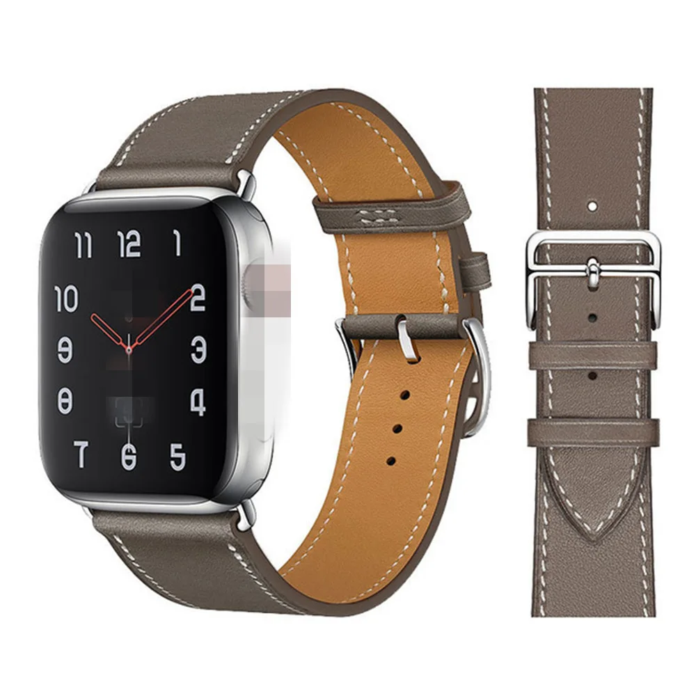 

Apple Watch strap band 2345 generation head leather 38mm 42mm length fashion simple business solid color wristband multi-color