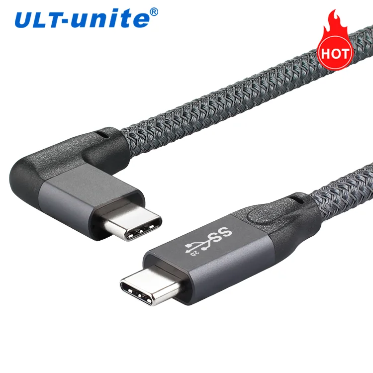 

ULT-unite New arrive USB 3.2 Type C Cable 20Gbps Data Transfer 4K Video 5A 100W Fast Charging Right Angle USB C to USB C Cable