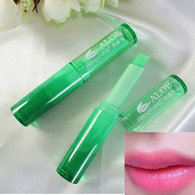 

hengfang Aloe vera gel nourishing and color changing lipstick 1.7g long lasting waterproof lipstick, Temperature change