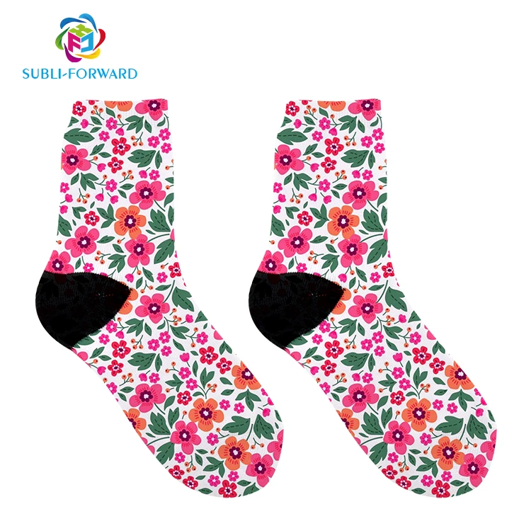

Sublimation sport socks custom logo Polyester athletic sports cycling Women socks gym workout terry sport sox crew Women sock, Chequered with black and white