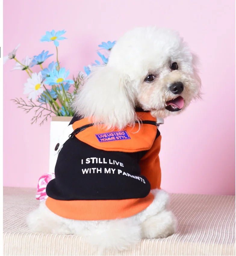 

Hot Selling New Dog Cloth Dog Fashion Casual Sweat Shirt With Detachable Back Zipper Pocket Designer Dog Clothes 2021, Blue, black