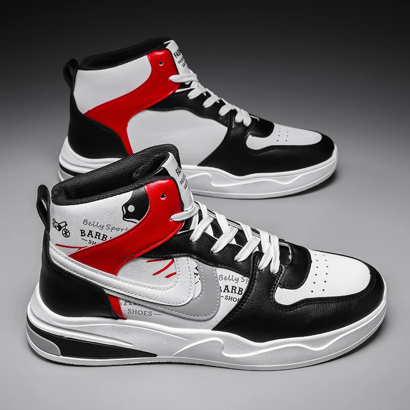 

Wholesale Customized Casual Sneakers Fashion Small MOQ LOGO Custom High Top Leather Walking Sports Shoes Men Casual Shoes, Optional