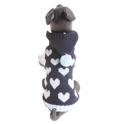 

WY035 Dog Accessories Heated Heart Dog Sweater with Hood, As photo