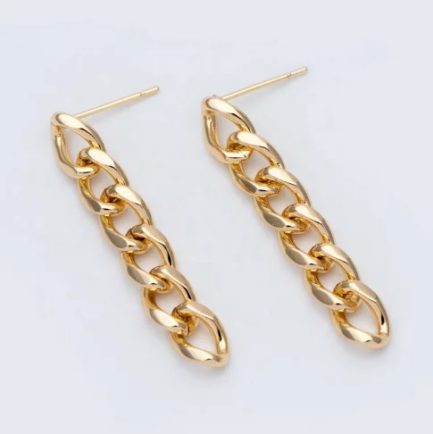 

2021 Stainless Steel Earring Stud Earring 18K Gold Plated Drop Chain Earrings For Women