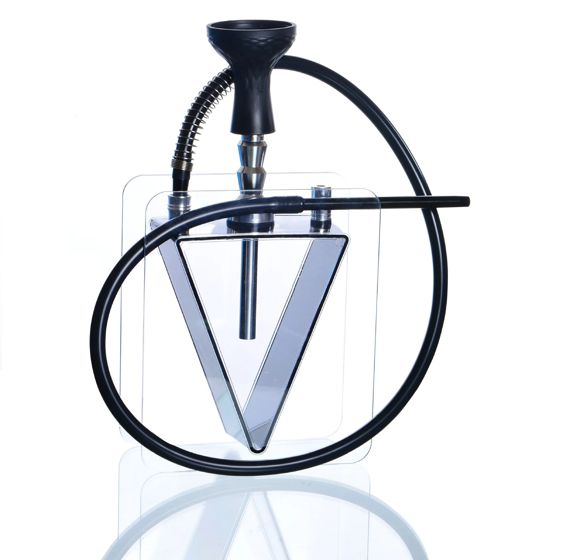 

Hot Sale Finished Transparent Triangle Pot Hookah Set Shisha Hookah Portable Cup Hookah Wholesale, As picture