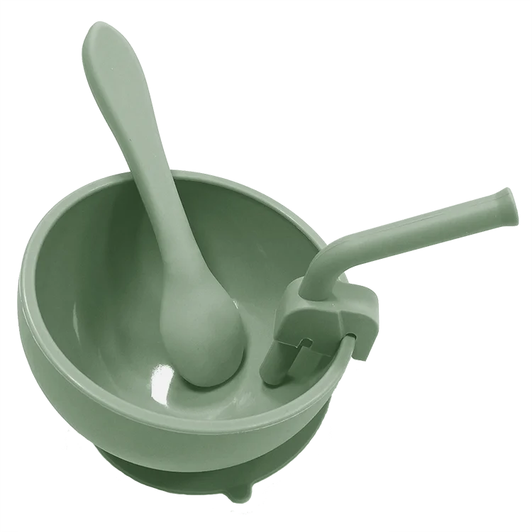 

2020 New Products Baby Feeding set Suction Kid Bowl With Spoon and Straw, Muted,sage,apricot,mustard,ether,dark grey etc,custom is ok.