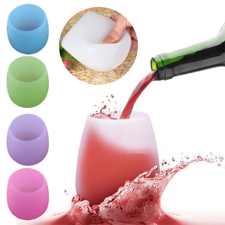 

Unbreakable Food Grade Folding Collapsible Silicone Wine Glass Cup Drinking For Travel, Customized