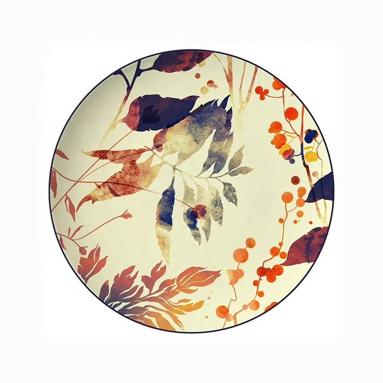 

Ceramic Elegant Leaves High Quality Wedding Plates Ceramic Charger Plates