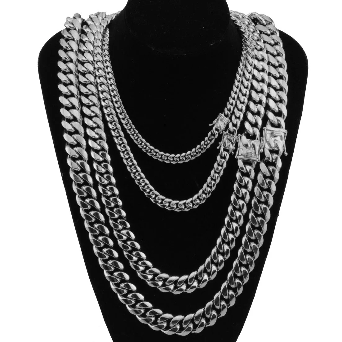 8/10/12/14/16mm Men Stainless Steel Curb Cuban Link Chain Necklace Jewelry Gift