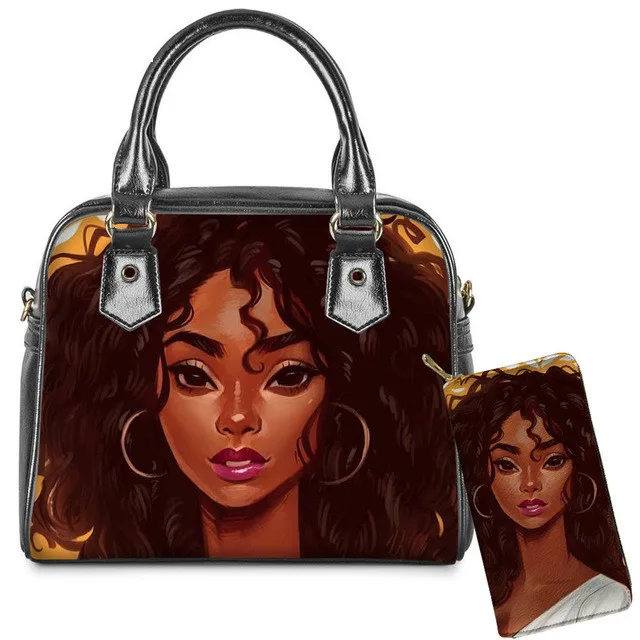 

sac a main petit pour femm tendanc African American Black Girl Print sac a main femme en cuir purses 2021 handbag