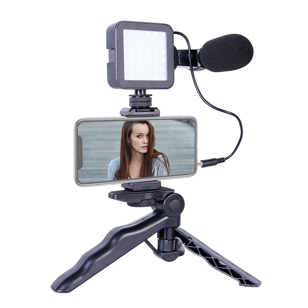

Oem wholesale hot sell vlogs tools vlog set setup smartphone video rig kit set for vlogging live streaming with wireless shutter, Black