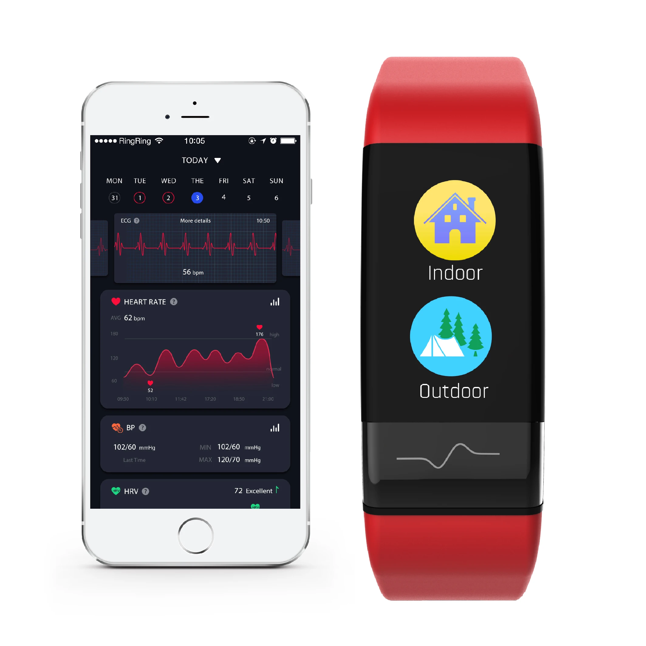 

Well Designed smart band ecg PPG+ECG Fitness Activity Tracker With ECG blood pressure CE Rohs Smart Watch, Black, blue, red or oem color