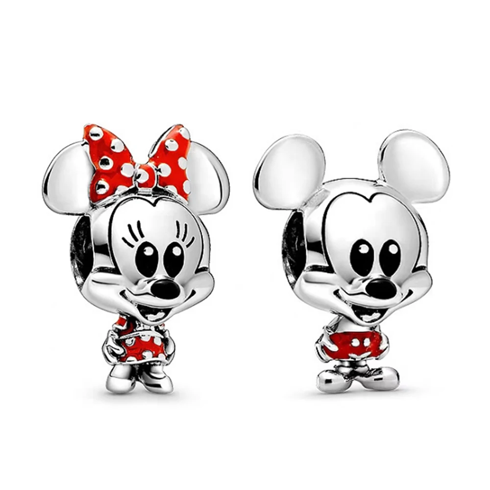 

Fashion Women Girl Gift Jewelry Pan Sterling Silver Cute Cartoon Mickey Minnie Mouse Pendant Charms For Necklace Bracelet Making, Picture shows