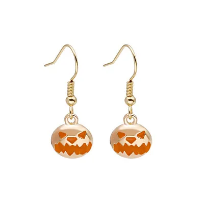 

2021 New Arrival Fashion Halloween Leather Dangle Earrings Smiling Face Pumpkin Earrings for Women Girls, Picture shows