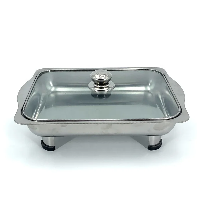 
Malaysia buffet stainless steel stove four-legged tray rectangular tray 