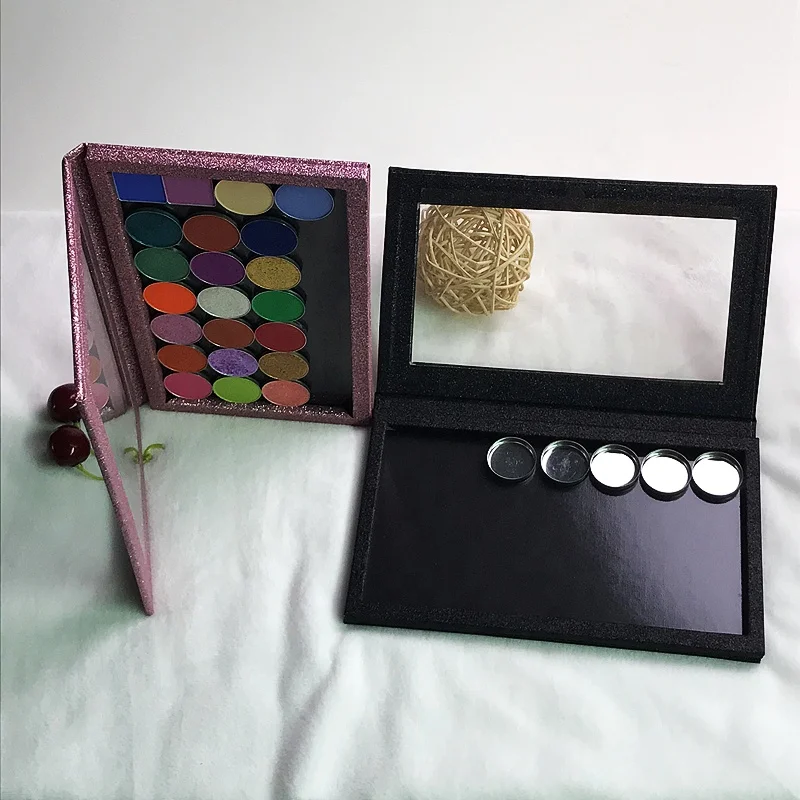 

Custom Private Label Glitter Paper Packaging DIY Vegan Eyeshadow Empty Magnetic Eyeshadow Palette Eye Shadow Powder Dry 2 Pcs