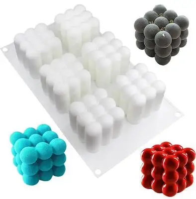 

Brand New Design Maker Mold Great Price 6 Cube Silicone Candle Molds 3D, White