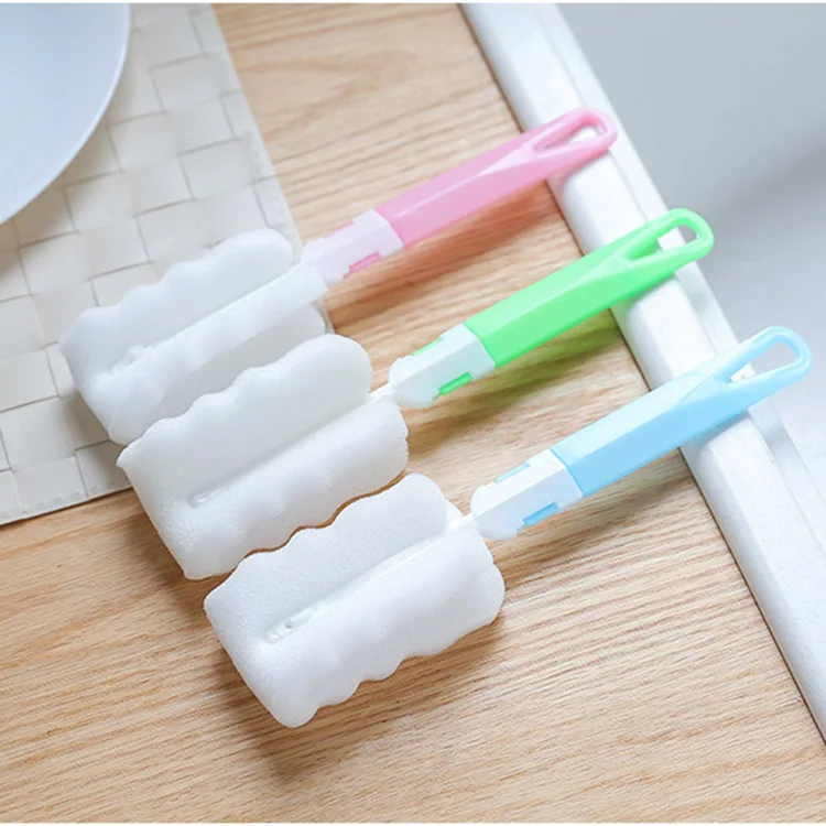 

Factory Direct Sales Thickening Not Hurt Hand Cleaning Cup Strong Long PP Handle Sponge Head Cup Bottle Cleaning Brush