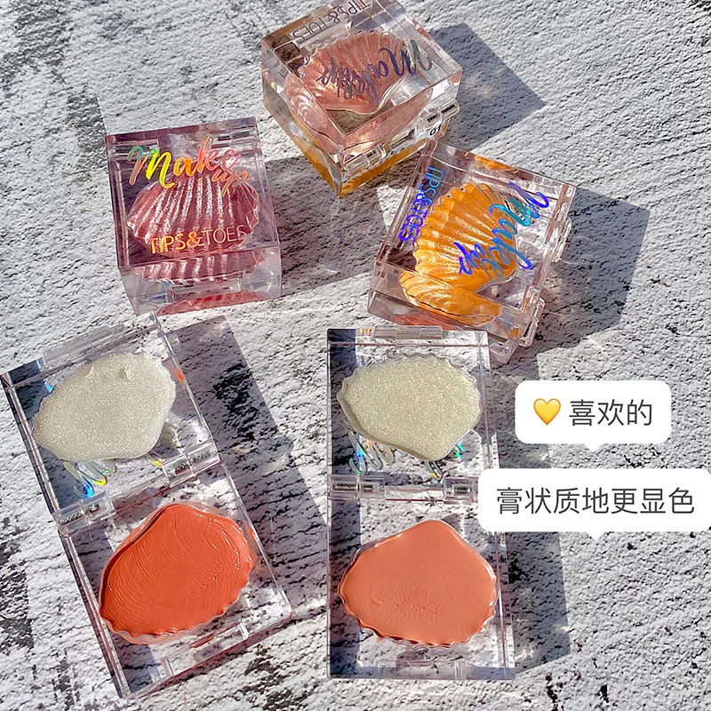 

Small ice cube blush high gloss one plate shell nude makeup natural dual-use repair rouge female mashed potatoes