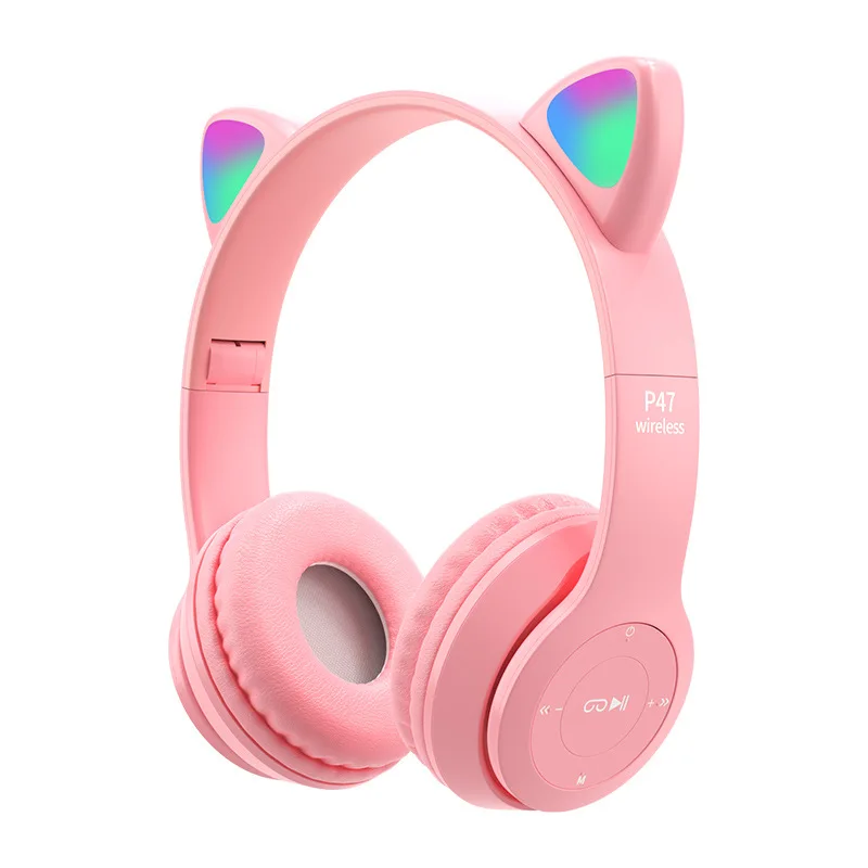 

Amazon Hot Sale Wireless Headphones LED Cat Ears Headset gaming headset Canceling Stereo Wireless Earphone With Light