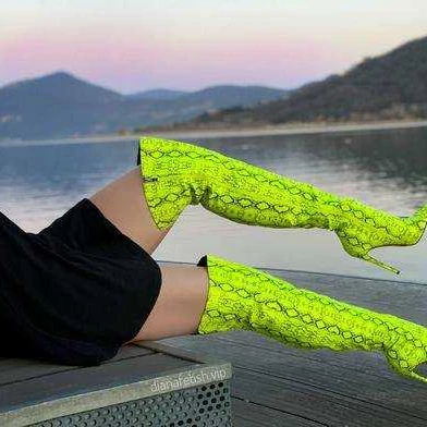 

Sexy Lady Over The Knee Spring Boots with Ostrich Genuine Leather Shoes, Rich color