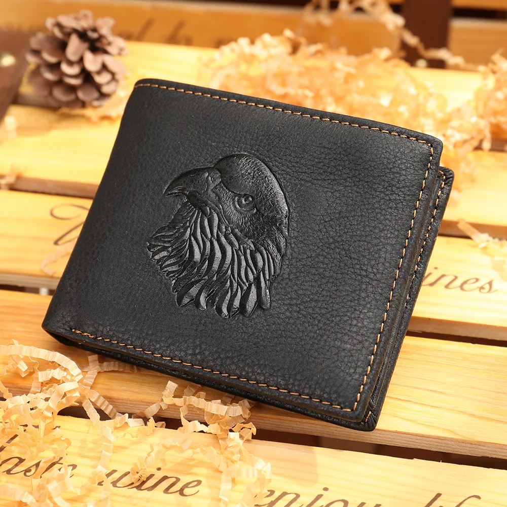 

Marrant Animal Embossed Leather Short Wallets Men Money Clip Genuine Leather Bifold Card Holder Wallet for M, Black/coffee/brown