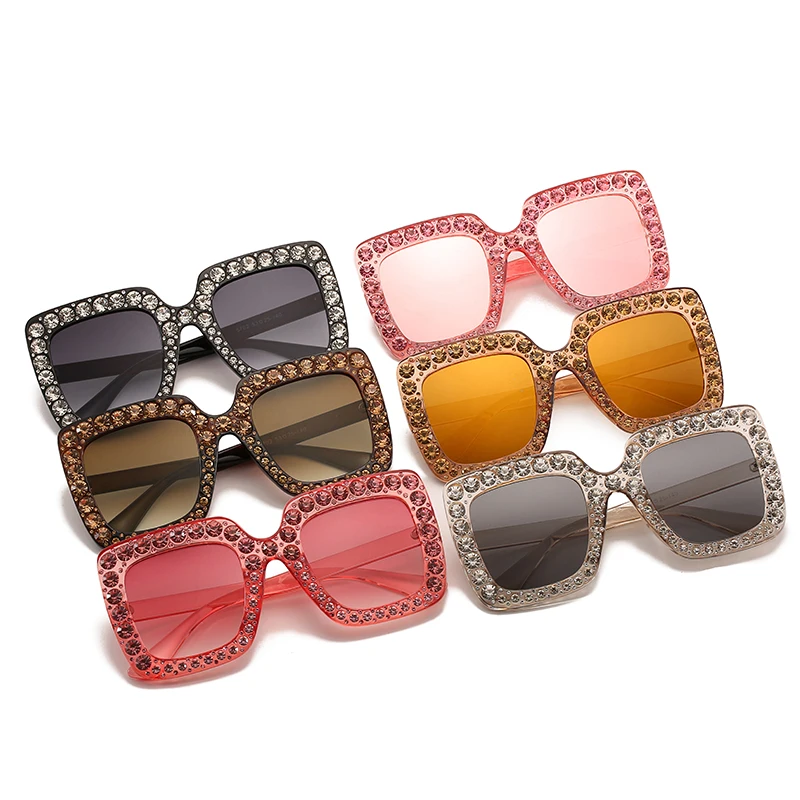 

Wholesale Fashionable Summer Women Luxury Vintage Square Diamond Sunglasses, Custom colors