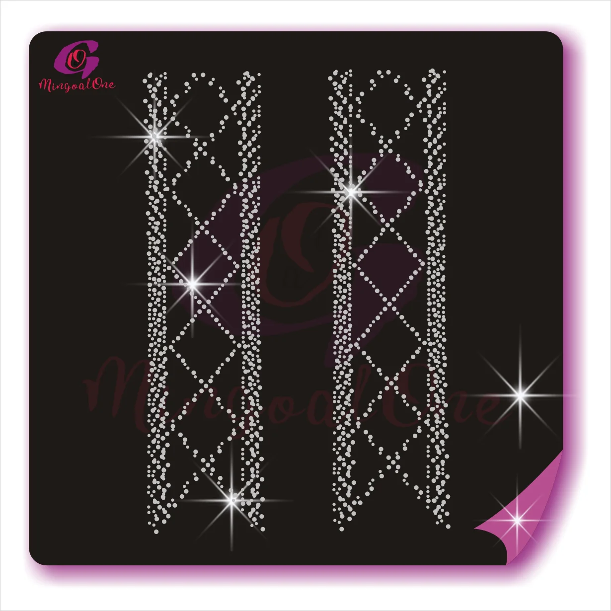 

Bling Diamond Flatback Crystal Stones Lattice Scattered Cheer Bows Strips Hotfix Rhinestone Heat Transfer, Select from color chart