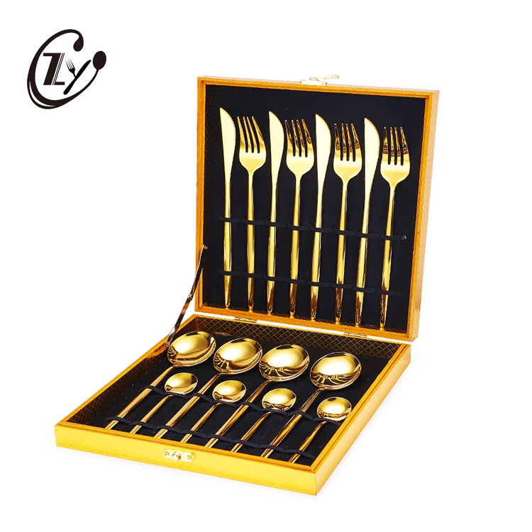 

16pcs Flatware Set Stainless Steel Dinner Metal Spoon Fork Knife Luxury Cutlery Set With Gift Box, Black/gold/rose gold/silver/rainbow