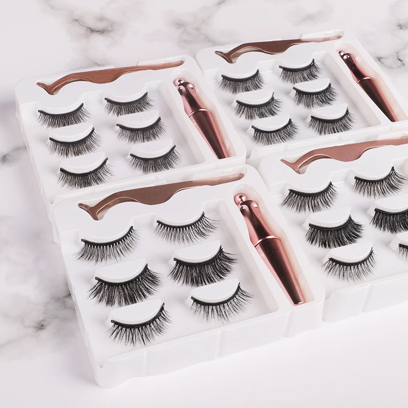 

High Quality Strip Magnetic Lashes Brand False Eyelashes Waterproof Private Label Eyelashes Makeup Tool, Natural black