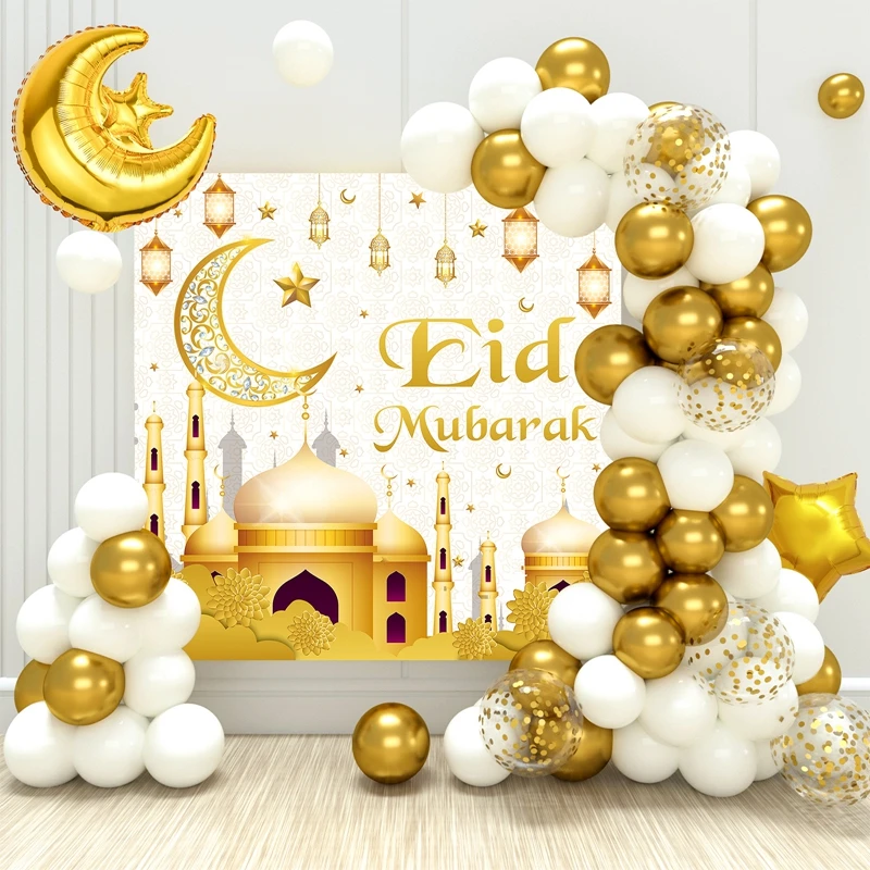 

Hly EID Mubarak Islamic Latex Balloon Backdrop Decoration Set For Eid Adha 2023 Eid Mubarak Muslim Party Balloon Decor Set