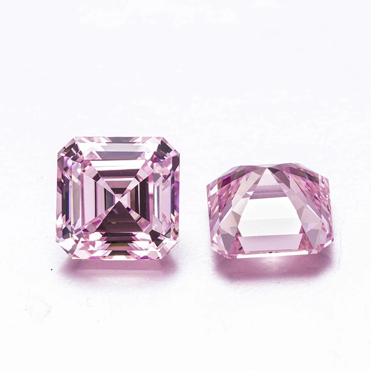 

Anster Asscher cut loose+gemstone diamond simulant pink yellow diamond for jewelry making diamond 2021, Fancy pink diamond