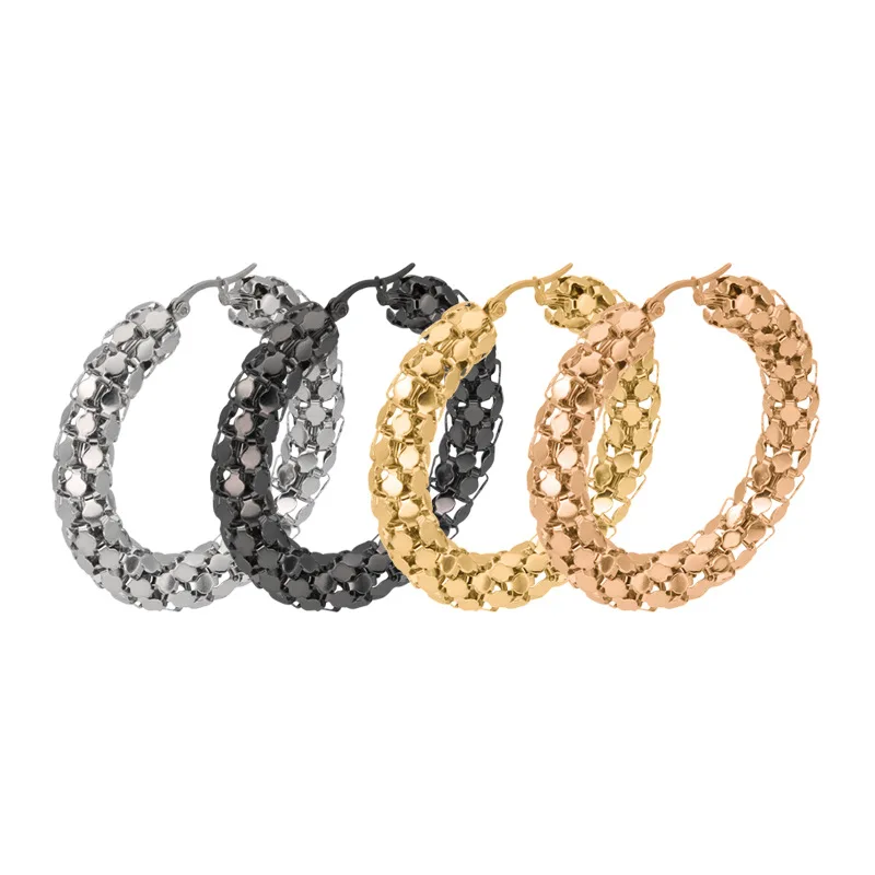 

Explosive Models Hot Selling Fashion Personality Stainless Steel Plane Hollow Chain Ring Earrings Women, Picture