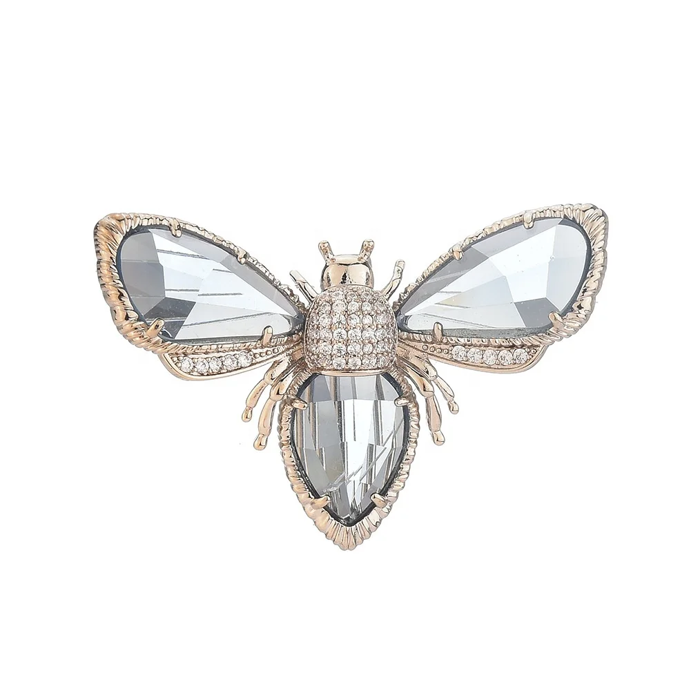 

Isunni Fine Jewellery Luxury Queen Bee Brooches Cubic Zirconia Rhinestone Crystal Bee Brooch