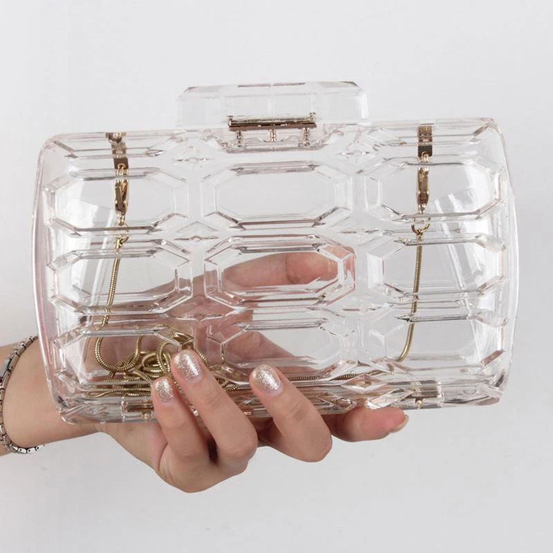 

high quality new arrival clear acrylic evening clutch bag clear plastic clutch bag clear acrylic clutch bag with metal chain