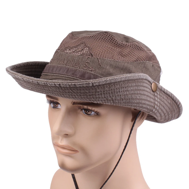 

Mesh Sun Hat for Men Outdoor Sun Protection Wide Brim Boonie Hats for Hiking Moisture Sun Protection Fisherman Hat, 5 colors